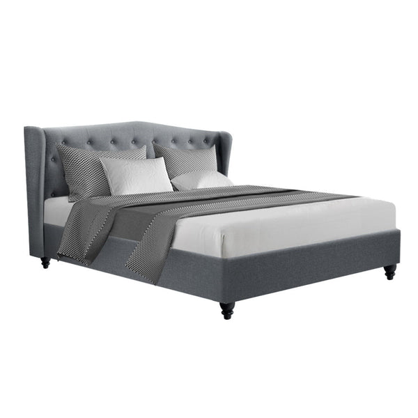 Artiss Pier Bed Frame Fabric Grey King King Bed Frames