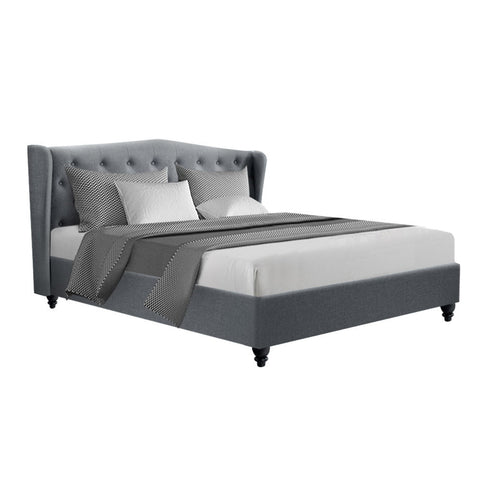 Artiss Pier Bed Frame Fabric Grey King King Bed Frames