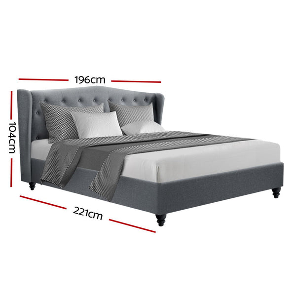 Artiss Pier Bed Frame Fabric Grey King King Bed Frames