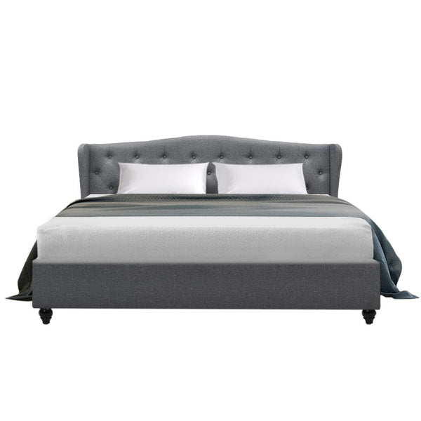 Artiss Pier Bed Frame Fabric Grey King King Bed Frames