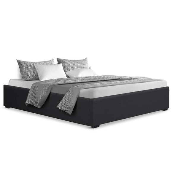 Artiss Toki Queen Size Storage Gas Lift Bed Frame Without Headboard Fabric Charcoal Queen Bed Frames