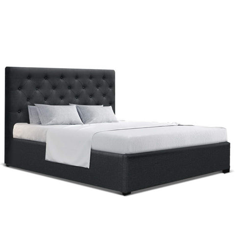 Artiss Bed Frame Double Size Gas Lift Base With Storage Charcoal Fabric Vila Collection Double Bed Frames