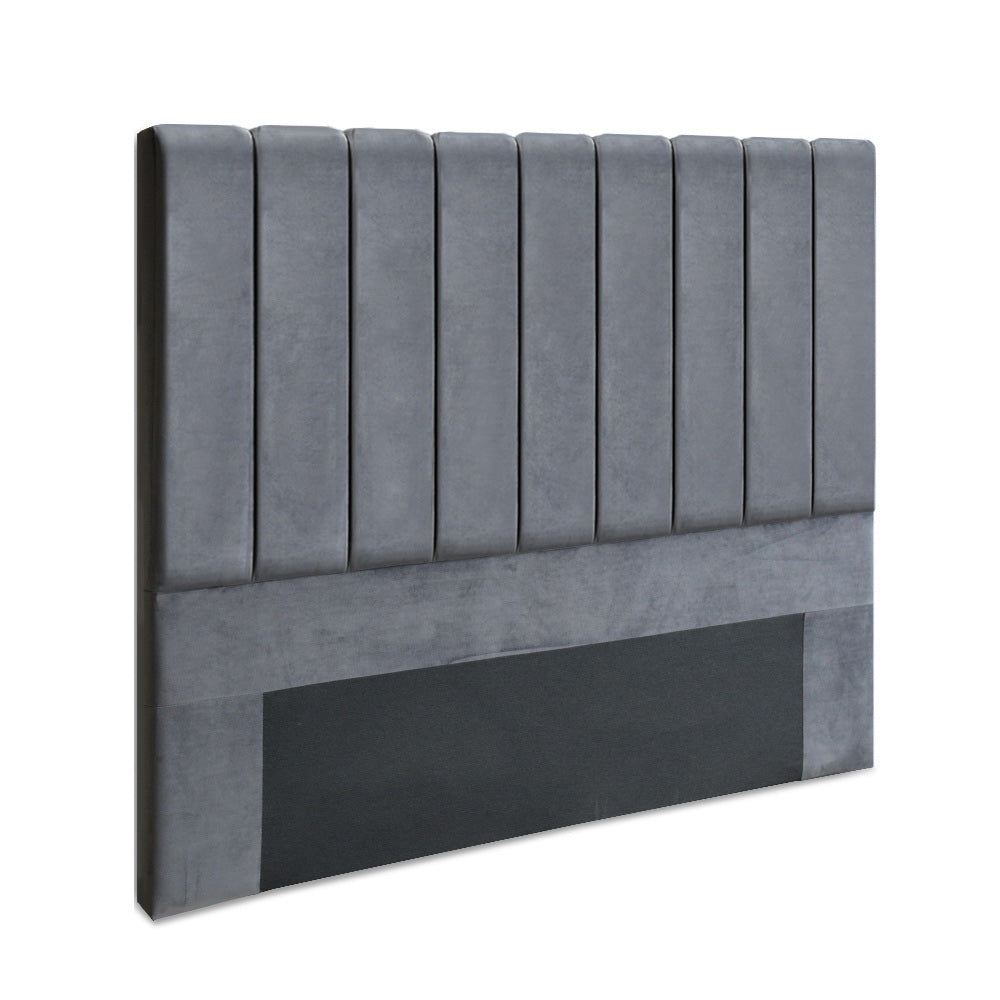 Artiss Vela Bed Head Headboard Queen Size Bedhead Velvet Grey Queen Bed Frames
