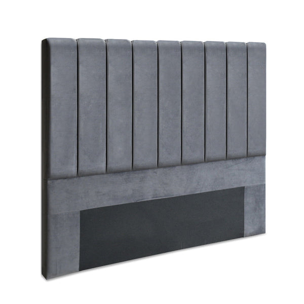 Artiss Vela Bed Head Headboard Queen Size Bedhead Velvet Grey Queen Bed Frames