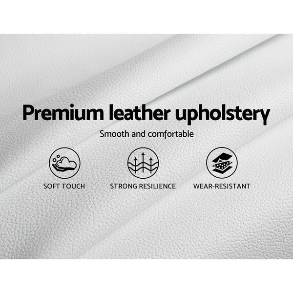 Artiss Tiyo Bed Frame Pu Leather Gas Lift Storage White Double Double Bed Frames