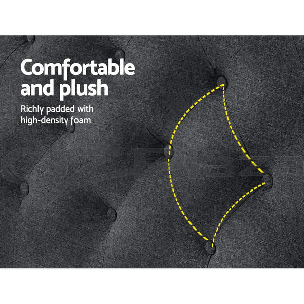 Artiss King Size Bed Head Headboard Bedhead Fabric Frame Base Cappi Charcoal King Bed Frames