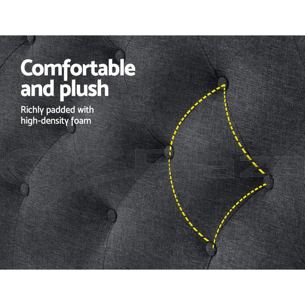 Artiss Bed Head Headboard Queen Size Bedhead Fabric Frame Base Cappi Charcoal Queen Bed Frames