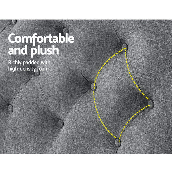 Artiss Bed Head Headboard Queen Bedhead Fabric Frame Base Cappi Grey Queen Bed Frames