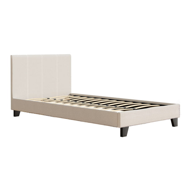 Artiss Bed Frame King Single Size Boucle Fabric Mattress Base Platform King Single Bed Frames