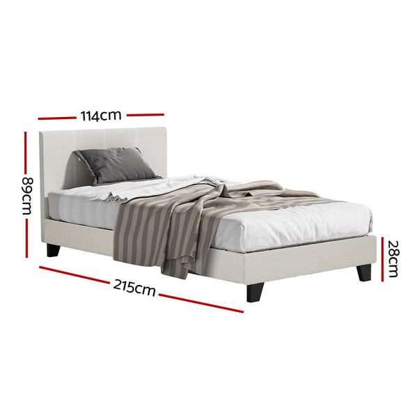 Artiss Bed Frame King Single Size Boucle Fabric Mattress Base Platform King Single Bed Frames