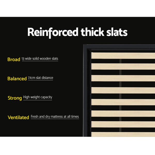 Artiss Trundle Bed Frame King Single Size Black Leather King Single Bed Frames