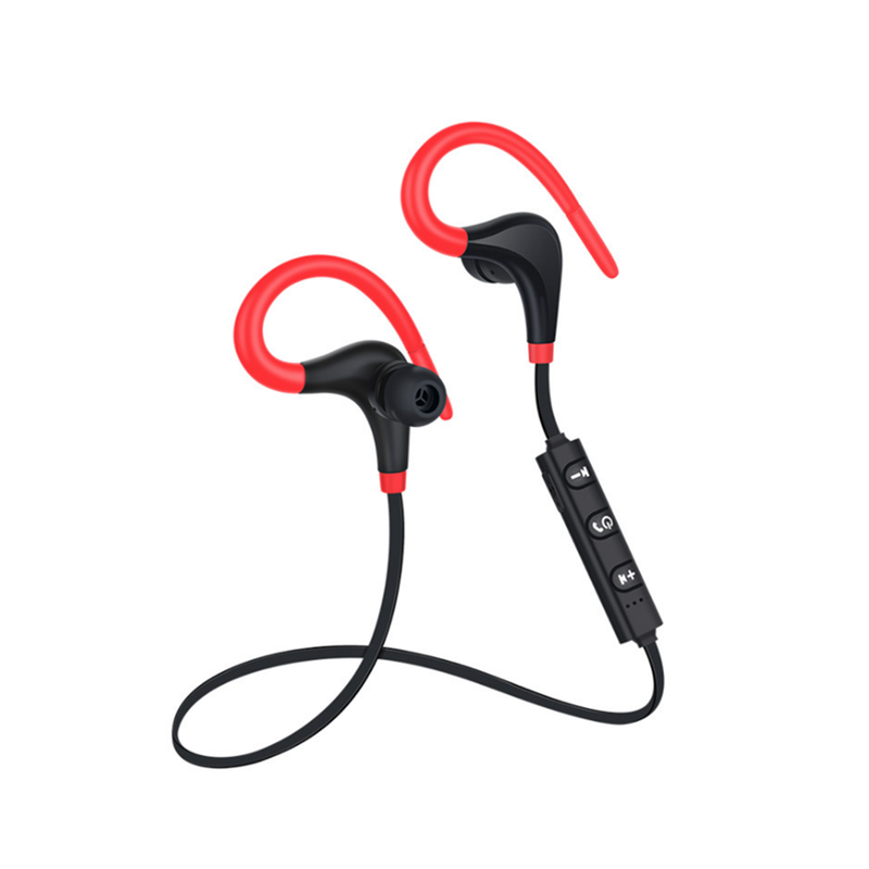 Biaural Wireless Sport Ear Hanging Waterproof Bullhorn Bluetooth Headset Red Headsets