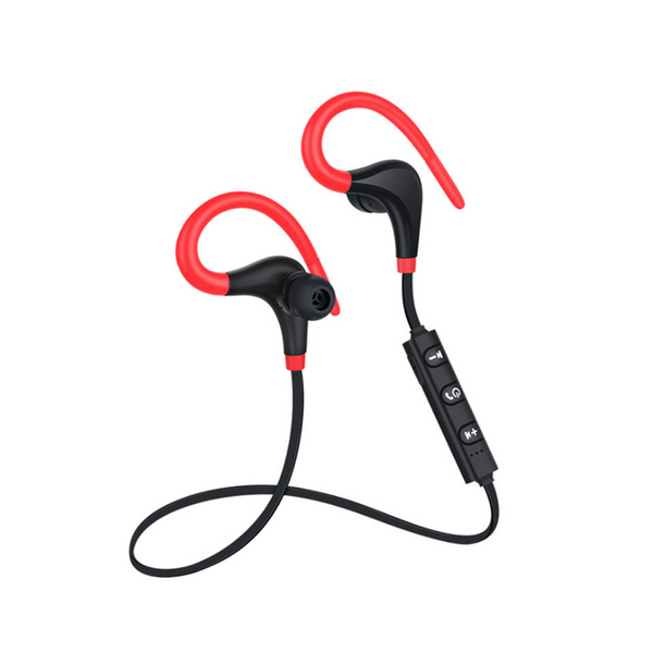 Biaural Wireless Sport Ear Hanging Waterproof Bullhorn Bluetooth Headset Red Headsets