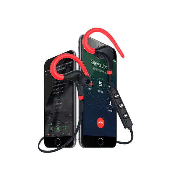 Biaural Wireless Sport Ear Hanging Waterproof Bullhorn Bluetooth Headset Red Headsets