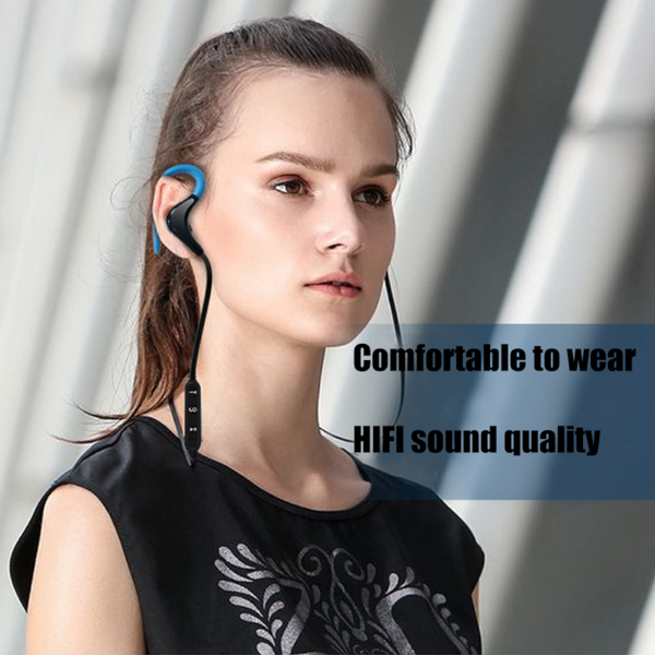 Biaural Wireless Sport Ear Hanging Waterproof Bullhorn Bluetooth Headset Red Headsets