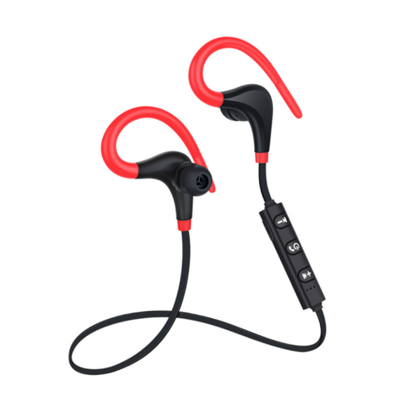 Biaural Wireless Sport Ear Hanging Waterproof Bullhorn Bluetooth Headset Red Headsets