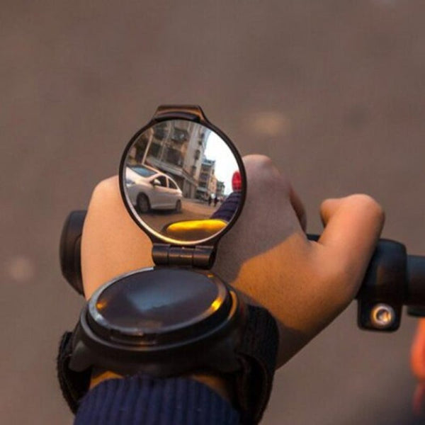 Bicycle Rearview Mirror Wristband Arm 360 Degrees Rotation Black Mirrors