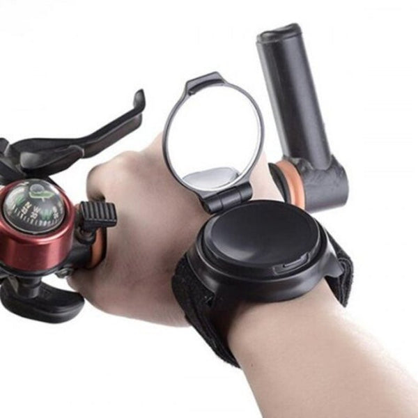 Bicycle Rearview Mirror Wristband Arm 360 Degrees Rotation Black Mirrors