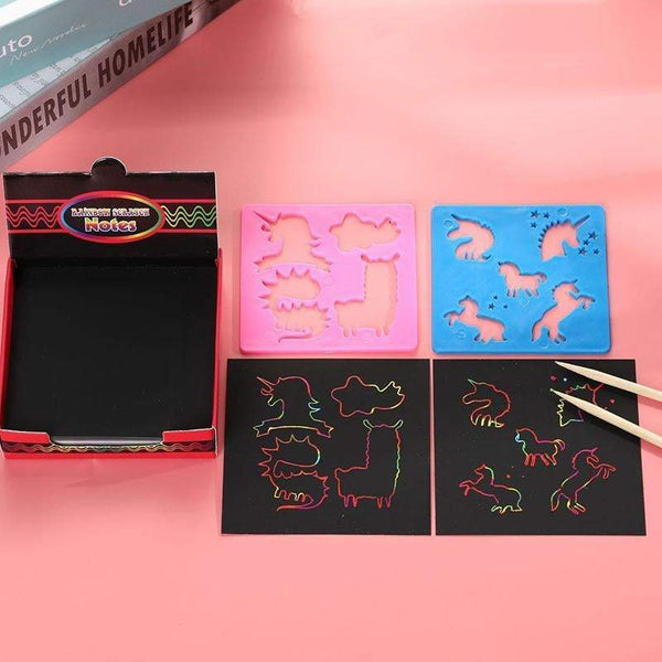 Diy Kids Craft Black Scratching Paper With Stencils Other Drawing Supplies
