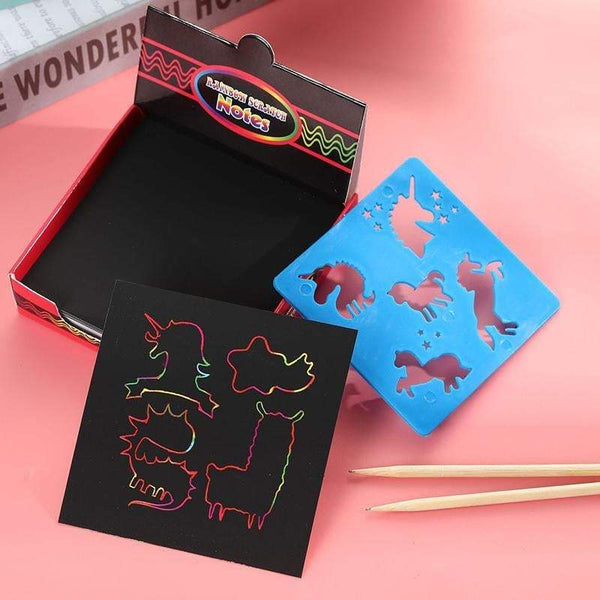 Diy Kids Craft Black Scratching Paper With Stencils Other Drawing Supplies
