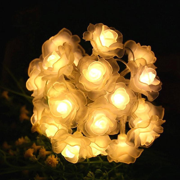 Indoor Or Outdoor Rose Flower Pretty Led Decorative String Lights