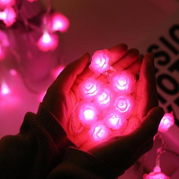 Indoor Or Outdoor Rose Flower Pretty Led Decorative String Lights