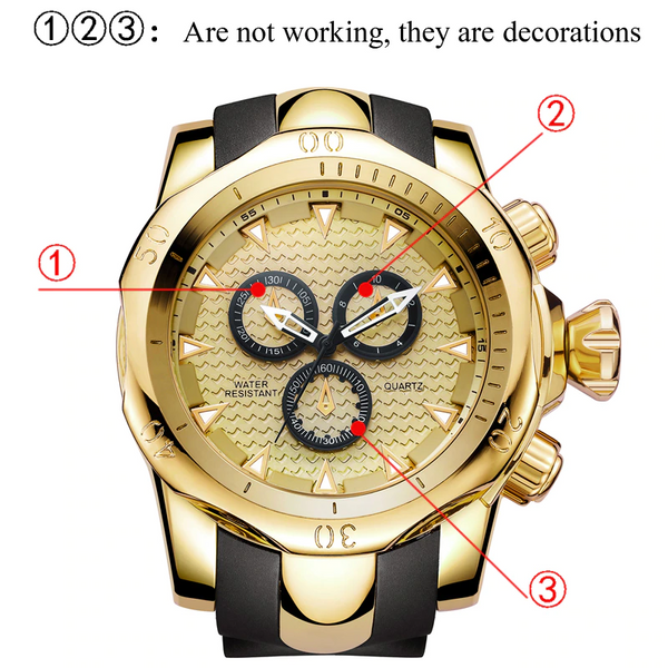 Veile Studios Men's Creative Fashion Big Dial Chronograph Quartz Sport Watch Watches