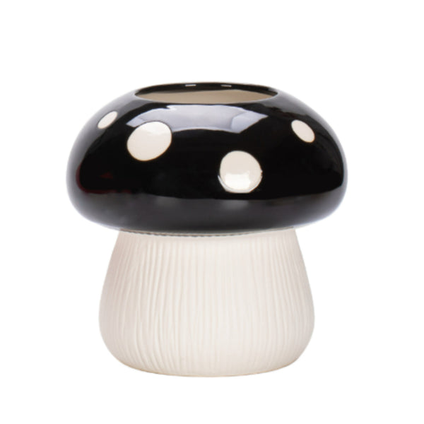 Big Size Black Whimsical Ceramic Mushroom Vase Decorative Floral & Hydroponic Planter Vases