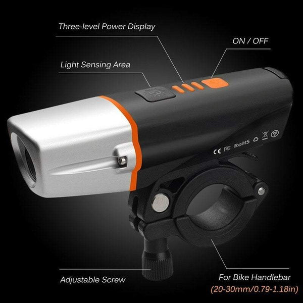 Bike Lights Usb Rechargeable Led Bicycle Front Handlebar Flashlight With Sensing Function