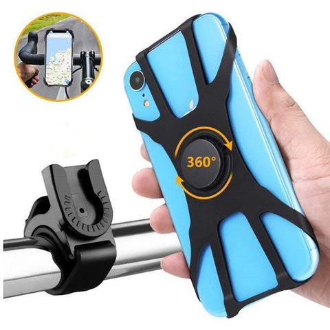 Bike Phone Holders Mount Detachable 360 Rotation Motorcycle With Adjustable Universal Silicone Handlebar Cradle Compatible Fits For 4.0 6.5 Inch Phones