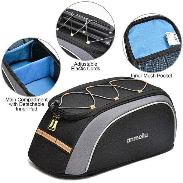 Saddle Bags Panniers Bike Trunk 8L Bicycle Water Resistant Rack With Waterproof Rain Cover Bags & Panniers