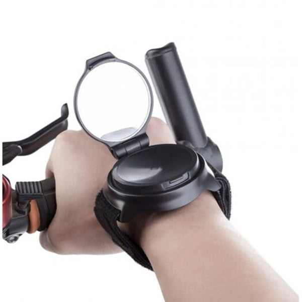 Bike Wrist Mounted Rear View Mirror Wing Side Folding 360 Degree Rotation Black Mirrors
