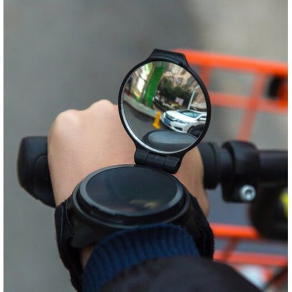Bike Wrist Mounted Rear View Mirror Wing Side Folding 360 Degree Rotation Black