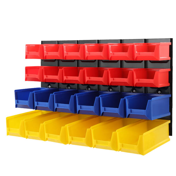 Tool Shelving & Racking Systems Giantz 24 Bin Wall Mounted Rack Storage Tools Steel Board Organiser Work Bench Garage