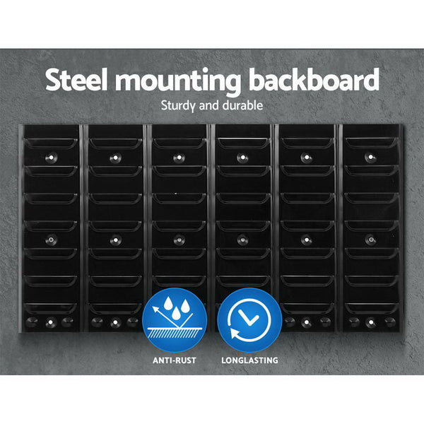 Giantz 24 Bin Wall Mounted Rack Storage Tools Steel Board Organiser Work Bench Garage Tool Shelving & Racking Systems