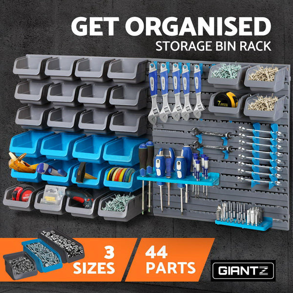 Giantz 44 Bin Wall Mounted Rack Storage Organiser Tool Shelving & Racking Systems