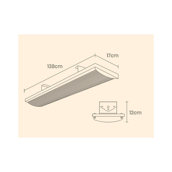 Bio Outdoor Strip Radiant Heater Alfresco 3200W Ceiling Wall Mount Heating Slimline Bar Panel