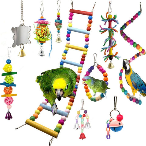 Bird Swing Chewing Toys Parrot Bell Hammock Cage Budgie atiel Vivid Birds Toys
