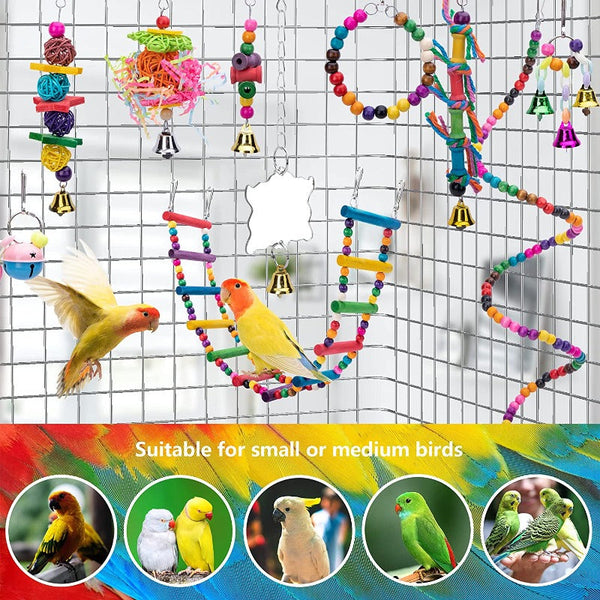 Bird Swing Chewing Toys Parrot Bell Hammock Cage Budgie atiel Vivid Birds Toys