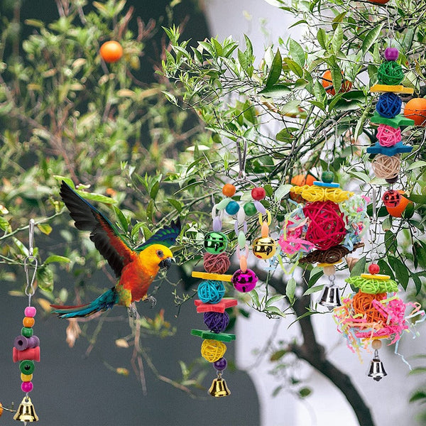 Bird Swing Chewing Toys Parrot Bell Hammock Cage Budgie atiel Vivid Birds Toys