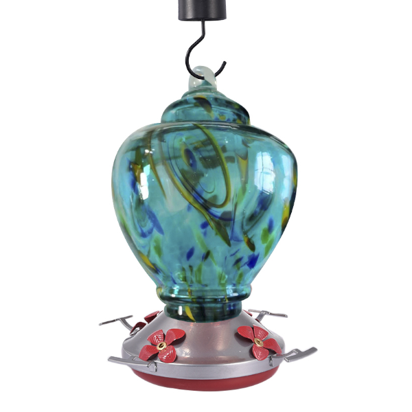 Hummingbird Feeder With Perch Hanging Feeding Port Stained Glass Bird Feeders