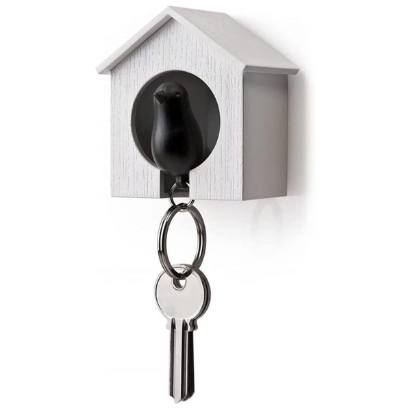 Bird Keychain Whistle Sparrow Birdhouse Home Wall Mount Ring Holder House Nest Chain Decor