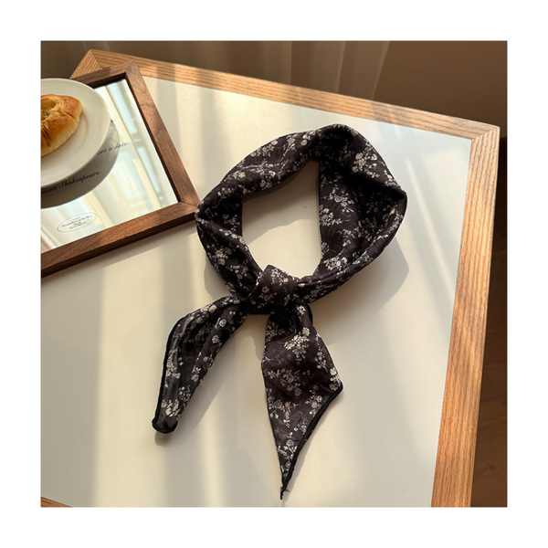 Style 10 Black Versatile Patterned Square Scarf | 65X65cm Lightweight Polyester Neckerchief Headband Vintage Polka Dot & Floral Scarves & Wraps