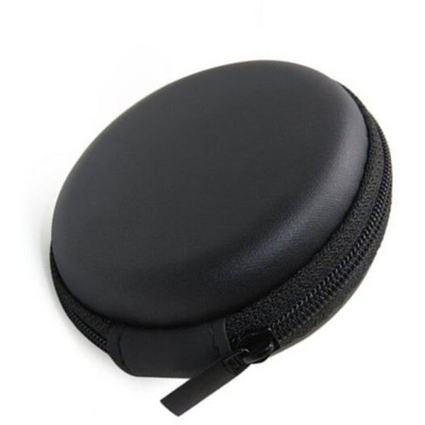 Black Bluetooth Handsfree Headset Case Clamshell Style With Zipper Enclosure Inner Pocket And Durable Exterior