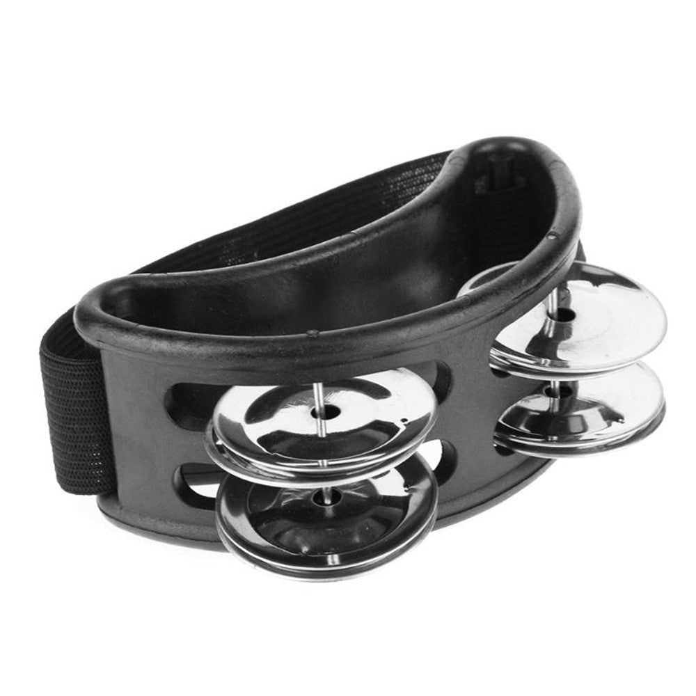 Black Half Moon Shape Foot Tambourine Metal Jingle Bell Percussion Musical Instrument Box Drum Companion Accessory Tambourines
