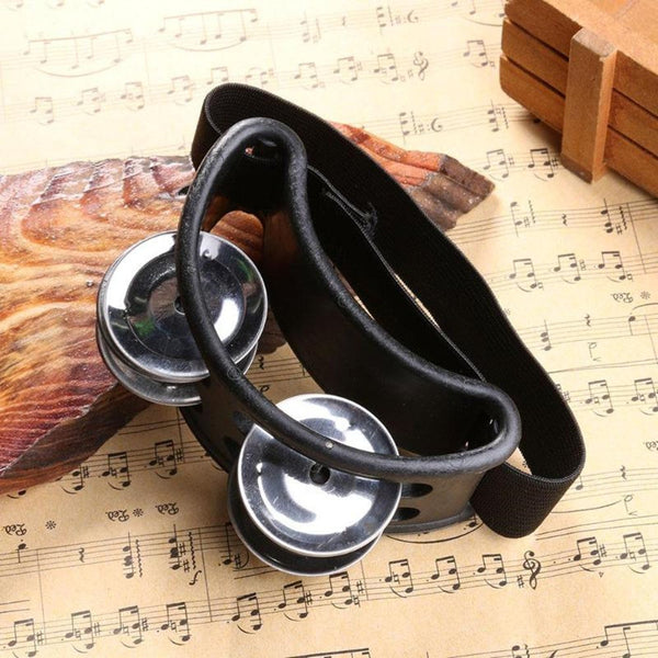 Black Half Moon Shape Foot Tambourine Metal Jingle Bell Percussion Musical Instrument Box Drum Companion Accessory Tambourines