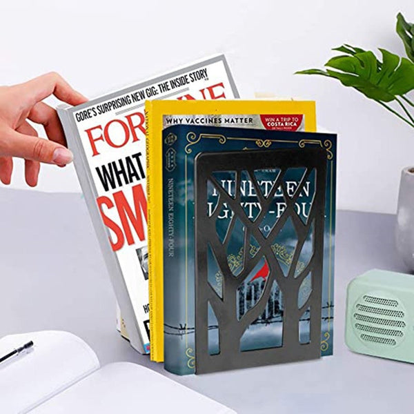 Black Metal Non Slip Bookend Bracket Heavy End Office Stopper Desk Organizer Holder Accessories Bookends