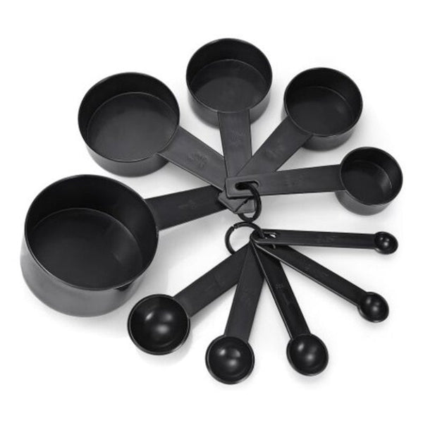 Black Plastic Measuring Cups 10Pcs / Lot Spoon Kitchen Tools For Baking Coffee Tea