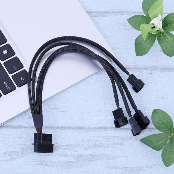 Black Sleeved 4Pin Ide Molex To Port 3Pin4pin Power Supply Plug Cooler Cooling Fan Splitter Cable Wire For Pc Computer Usb Cables Hubs & Adapters