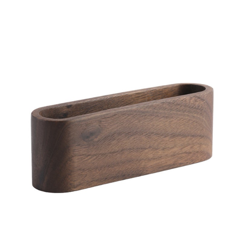 Black Walnut Business Card Case Oval Holder Storage Box Business Card Holders